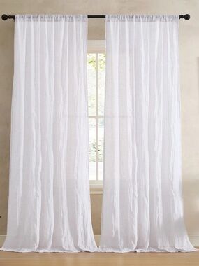 French Connection White Sheer Rod-Pocket Curtain Panels